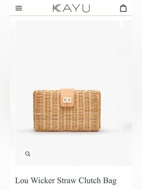 NWT Kayu Lou Wicker Straw Clutch Bag with cross body chain